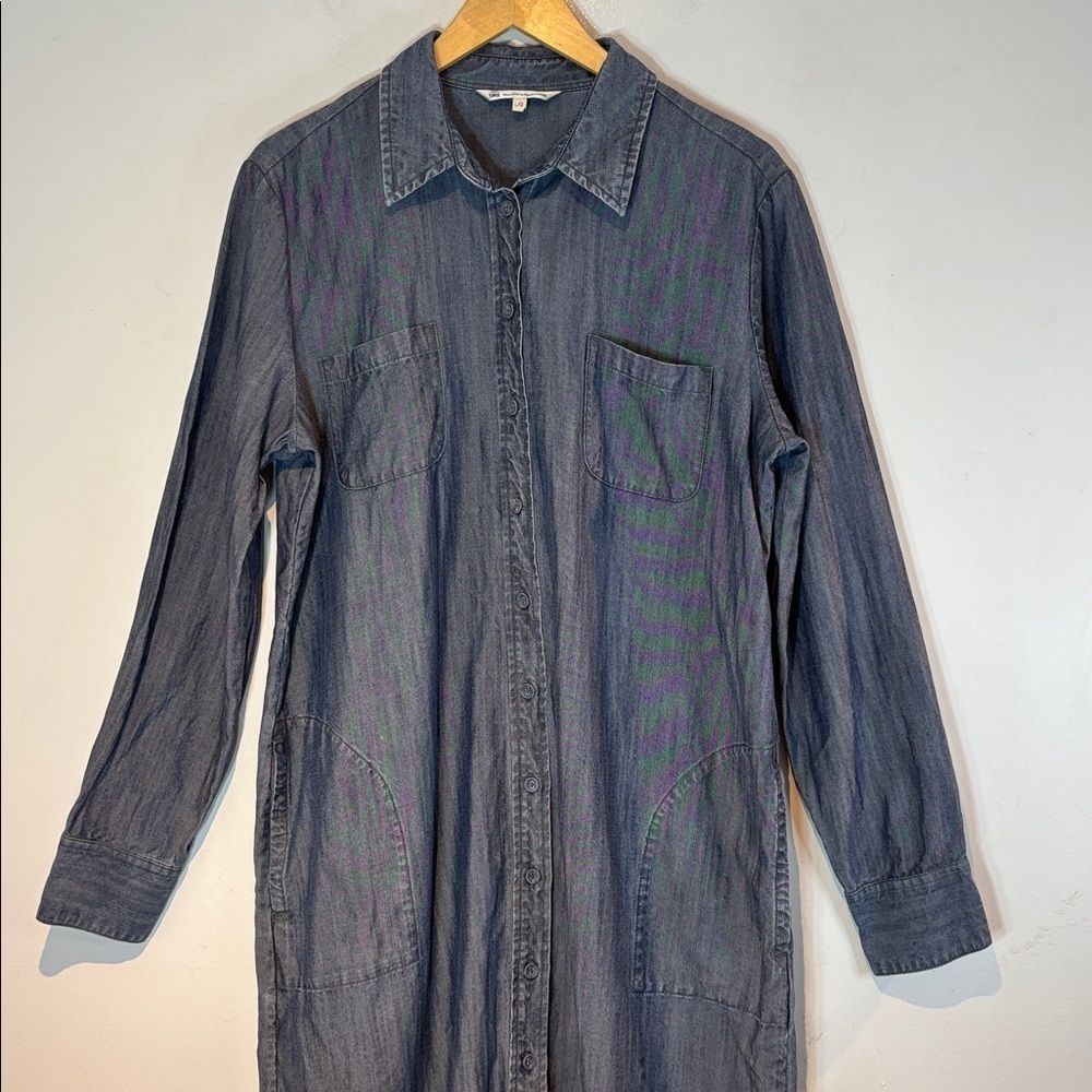 Tilley chambray denim button down dress with pockets size large - Picture 4 of 14